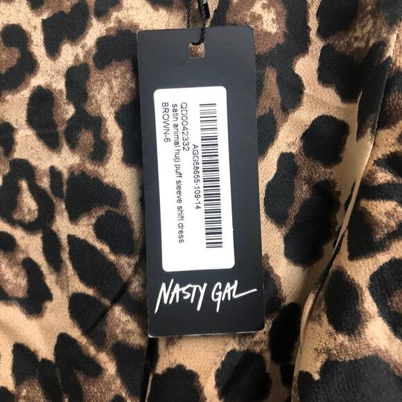 Nasty Gal Womens Leopard Cheetah Dress NEW Size 2 Puff Sleeve Party Animal Print - Picture 5 of 5